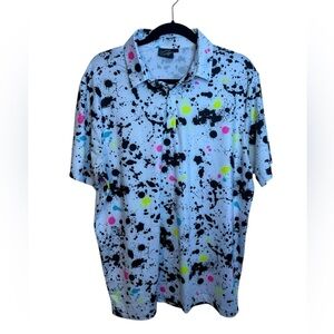 Sunday Swagger Neon Paint Splatter Golf Polo